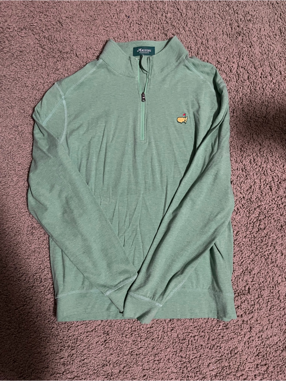 Masters Sage Green Quarter-Zip Pullover with Embroidered Logo